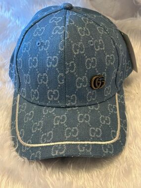 Light Blue Denim GG Monogram Baseball Cap